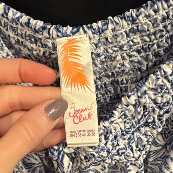 Ocean Club • Strapless Blue Patterned Dress - Picture 2 of 3